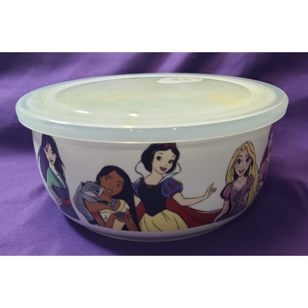 Disney Princess Large Ceramic Bowl with Vented Lid 7.5”